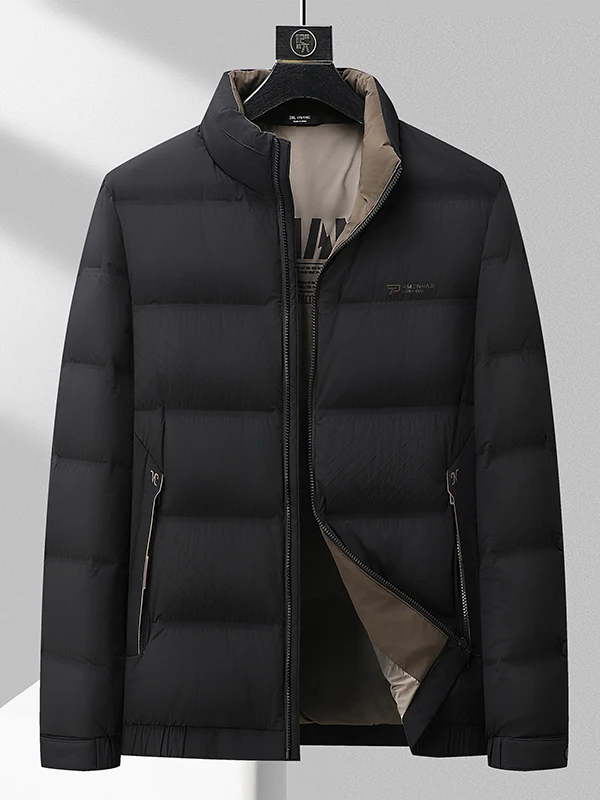 

Winter Thiened Large Size Men's down Jaet Stand Collar Rib Bone Casual Loose Outerwear Warmth Outdoor Ci Commute