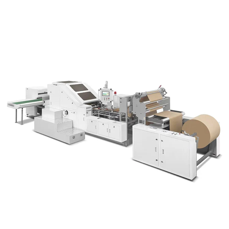 High Speed Automatic V Bottom Kraft Grocery Sandwich Food Paper Bag Making Machine Rope Handle Paper Bag Machine with Window