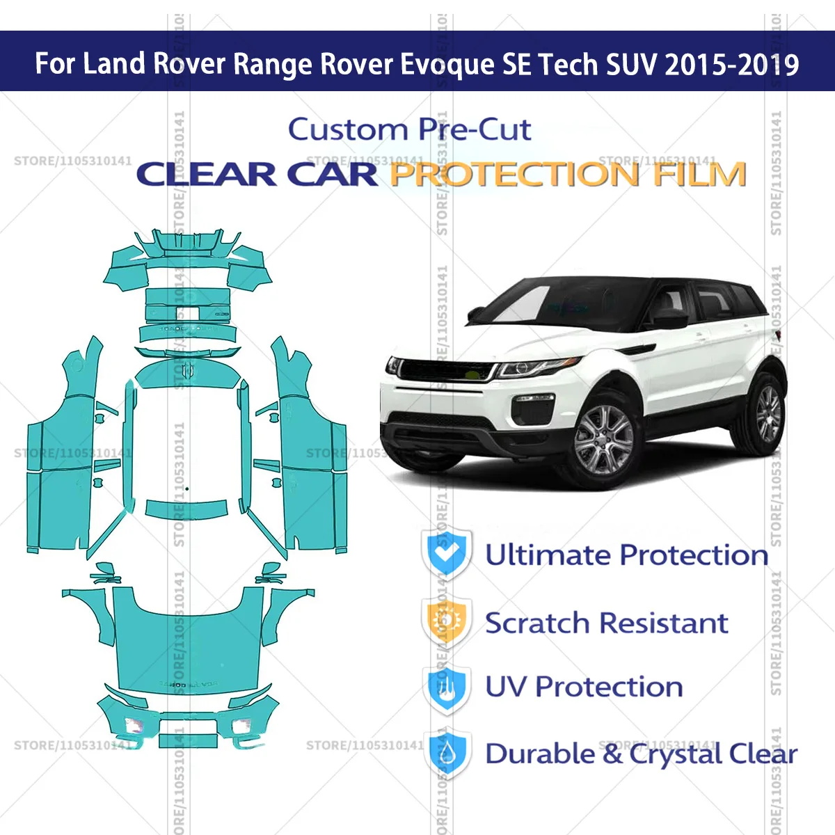 

Предварительно нарезанная прозрачная защитная пленка PPF для автомобилей, пленка PPF для Land Rover Range Rover Evoque SE Tech SUV 2015-2019