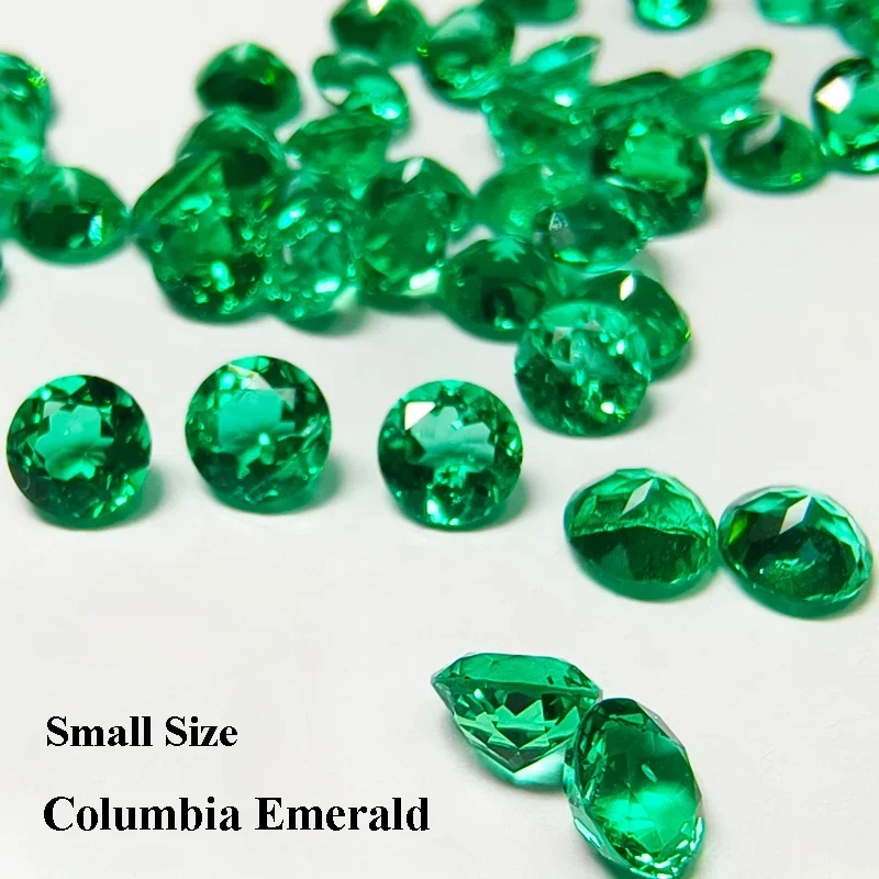 

Lab Grown Columbian Emerald Small Size Gemstone Hand-cut Round Shape Natural Color Charms Beads For Diy Jewel Making Materials