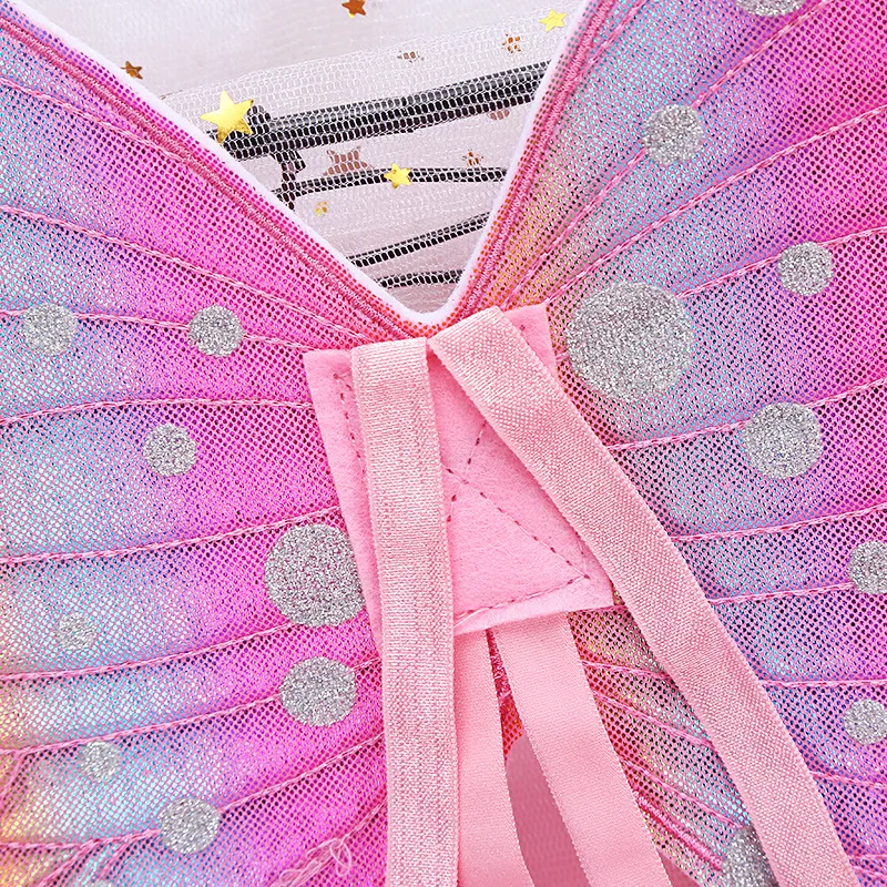 Baby Girls Butterfly Wings Set Star Fairy Wand Rainbow Wings For Kids Photo Props Birthday Party Decoration Rainbow Angel  Wings