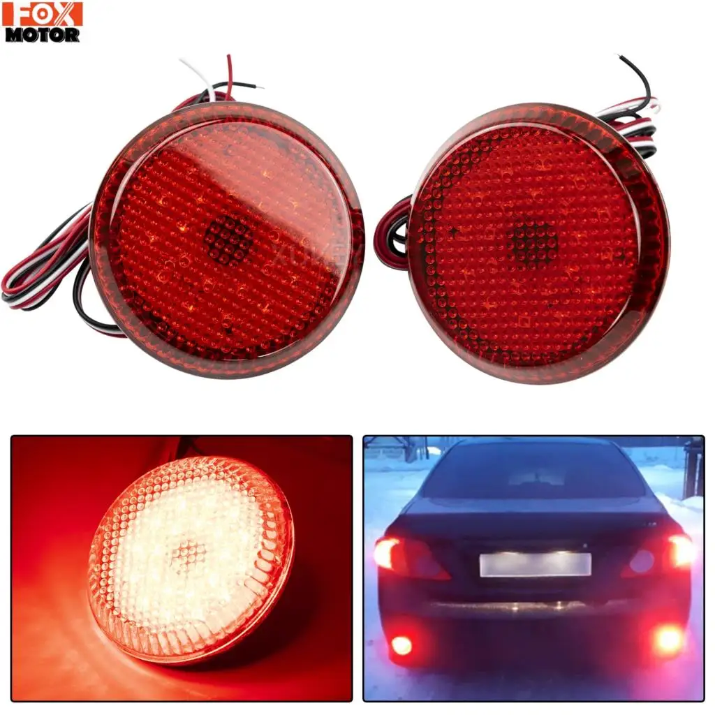 2x Round LED Car Tail Lamps Brake Stop Light Rear Bumper Reflector For Nissan Qashqai X-Trail Pathfinder Corolla For Scion iQ xB