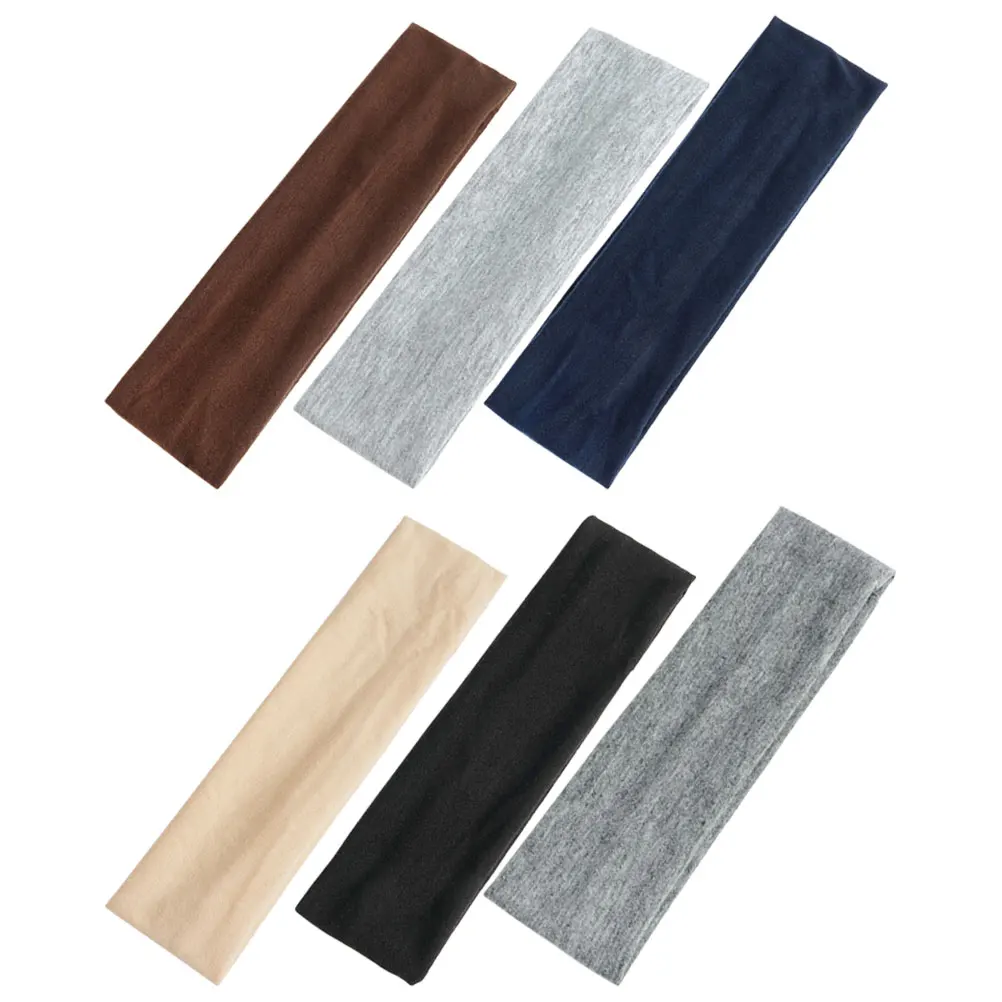 

6pcs Soft Cotton Yoga Headbands 6cm Wide Non-slip Elastic Sports Sweatbands for Workout Fitness Hair Accessories