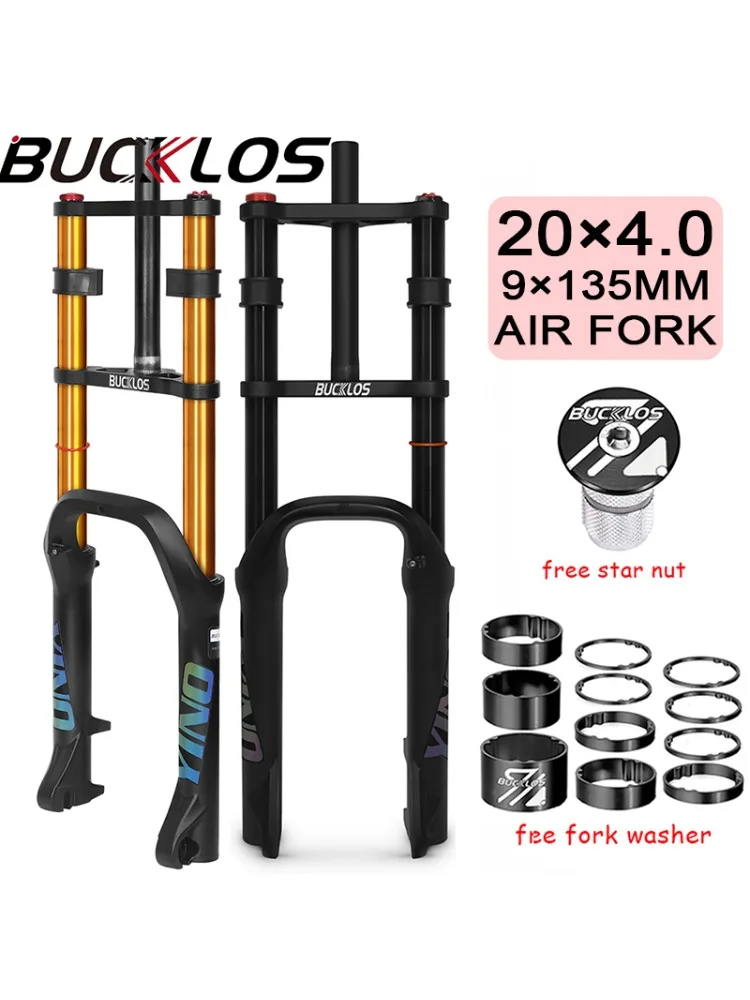 AliExpress BUCKLOS 20*4.0 Bicycle Fork Double Shoulder E-Bike Fork 9*135mm 20 Beach Snow Bicycle Forks 4.0 Tire BMX Forks 180mm Trave
