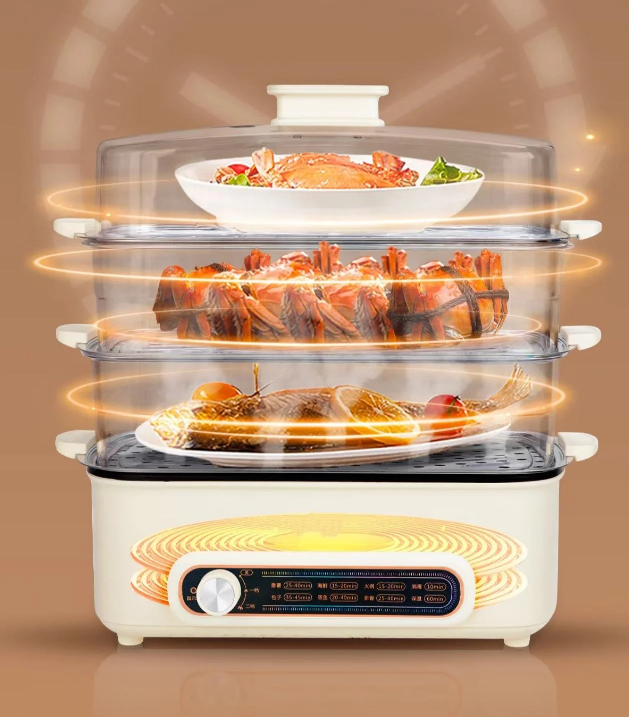 

3-Tier Electric Food Steamer: Perfect Breakfast Cooker For Eggs, Buns & Veggies Healthy