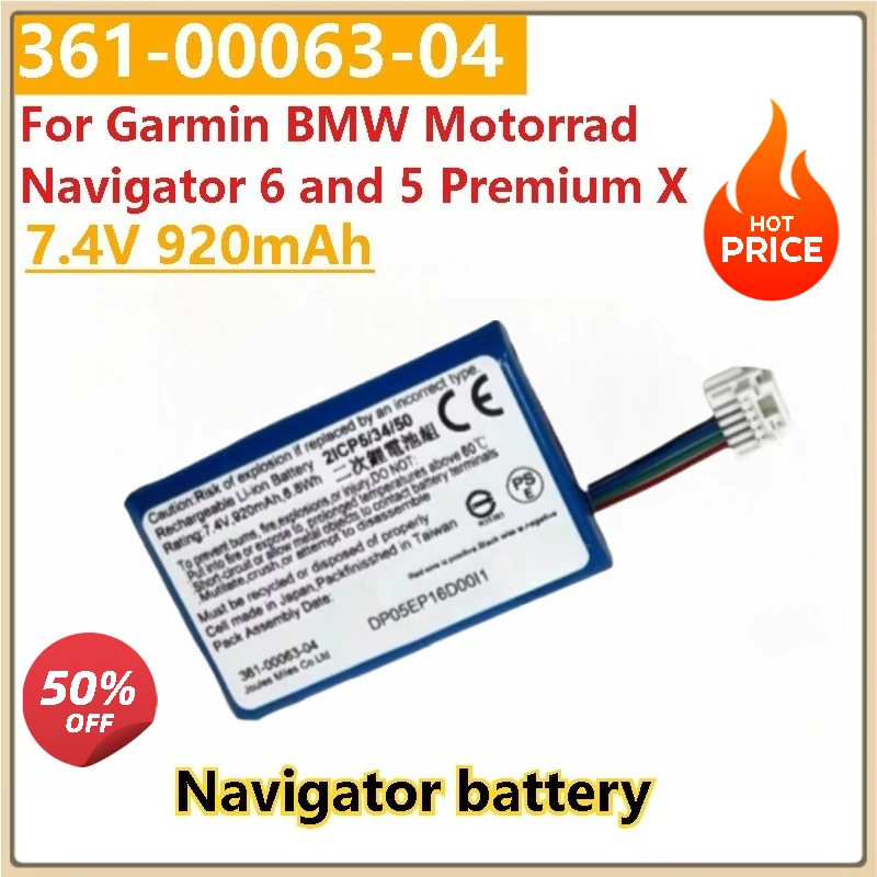 

Brand New 7.4V 920mAh 361-00063-04 361-00063-00 Rechargable Battery For Garmin BMW Motorrad Navigator 6 and 5 Premium X