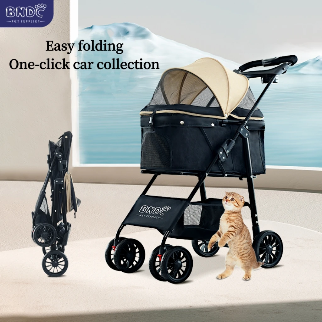 

/Mesh Skylight Stroller For Small To Large Pets Foldable Cart With 4 Wheels And Cosy Handle Dog Strollers Pet Trolley