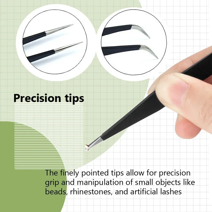2 ชิ้นสแตนเลสโค้งตรงสีดําแหนบชุดเล็บ Rhinestones ลูกปัด Nipper หยิบเครื่องมือ