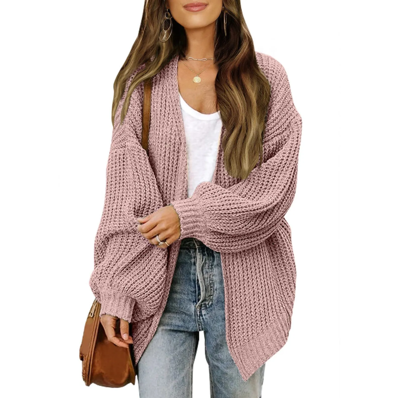 Casual Knitted Cardigan Women Sweaters Lantern Sleeve Outerwear Loose Casual 2024 Autumn Winter Fashion Warm Female Cardigan