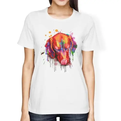 Polarshe-Abstrato Vizsla Dog T-shirt para Mulheres, ajuste solto, pintado, 1Tee