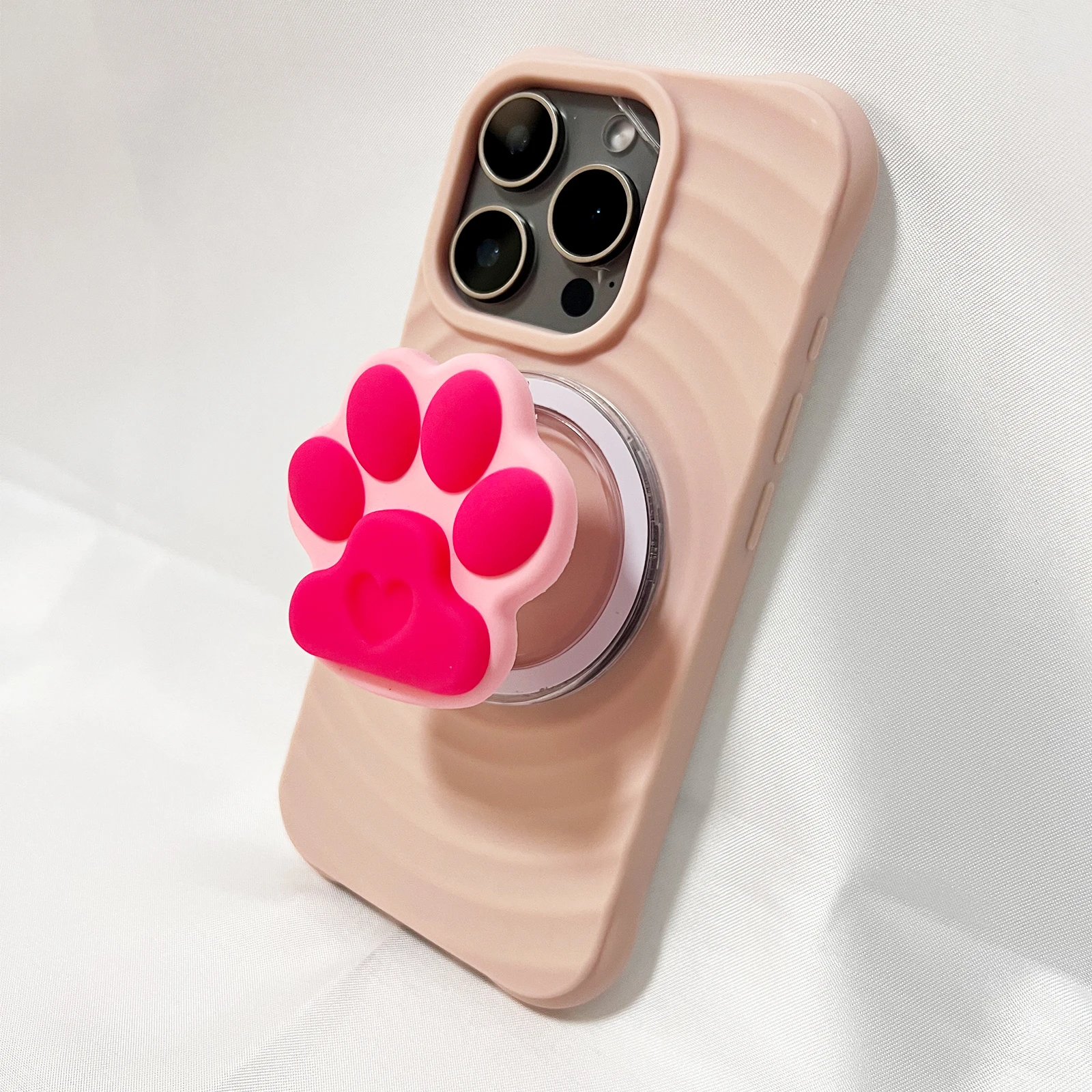 Leuke Cartoon Siliconen Cat Claw Telefoonhouder Grip Tok Telefoonhoesje Stand Ondersteuning voor iPhone 17 iPhone 16 Pro Max Samsung