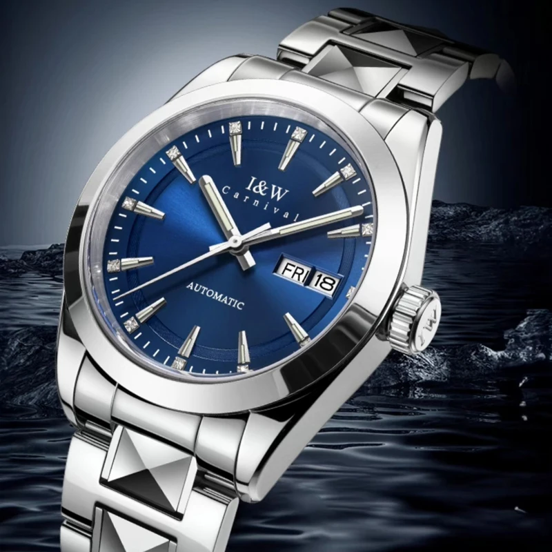 Carnival IW Brand High End Luxury Tungsten Steel Mechanical Watch Men Sapphire 50M Waterproof Imported Movement Automatic Watch