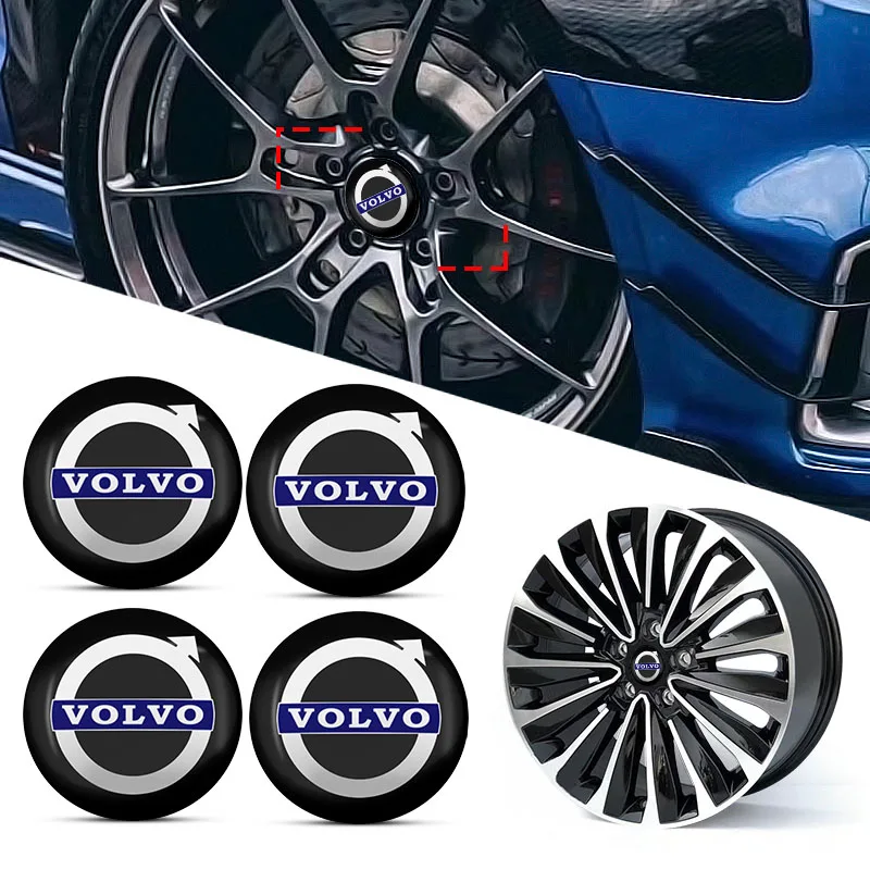 56/60mm Car Wheel Center Hub Caps Sticker Emblem Accessories For Volvo S40 S80L S60 S90 XC40 XC60 XC90 V40 V60 V90 T6 AWD C30