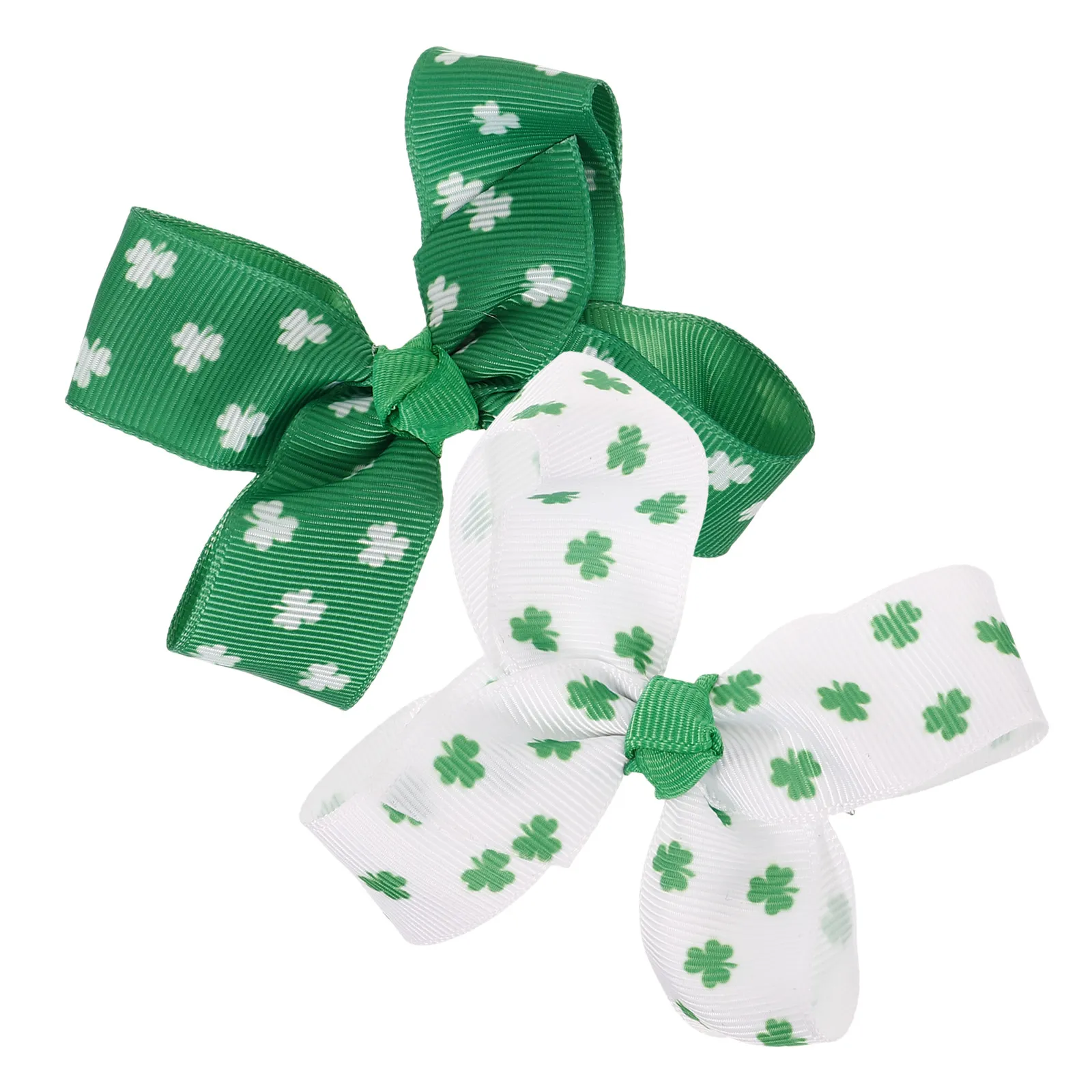 

2Pcs Clover Hairpins for Kids Grosgrain Ribbon Duckbill Clips St Patrick's Day Party Wedding School Daily Wear Hair Ornaments