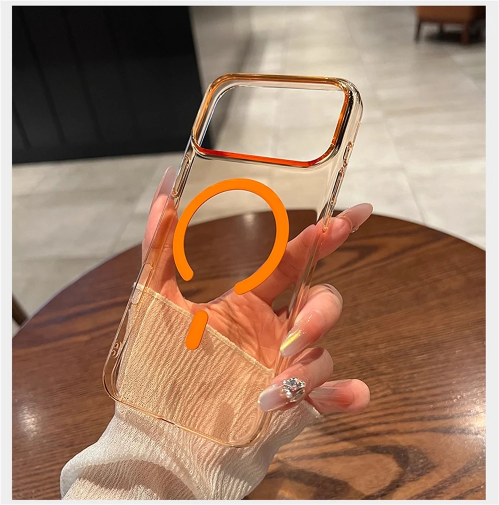 Ultradünne Transparente Hartschale für Magsafe Hülle für iPhone 18 17 Pro Max Air 16 15 14 Plus 13 12 Pro Magnetische Kabellose Ladehülle – Detail 1