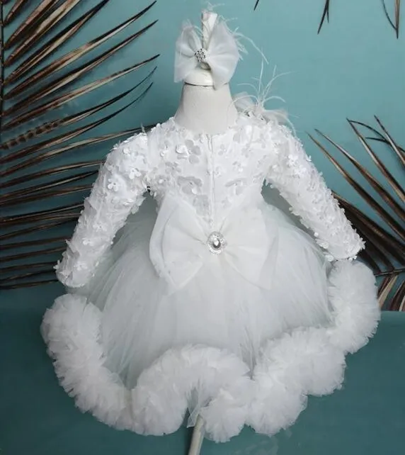 Baby Meisjes Jurken Prinses Wedding Party Gown Sheer Hals Kids Verjaardag Jurken Baljurken Novia Doen Met Boog