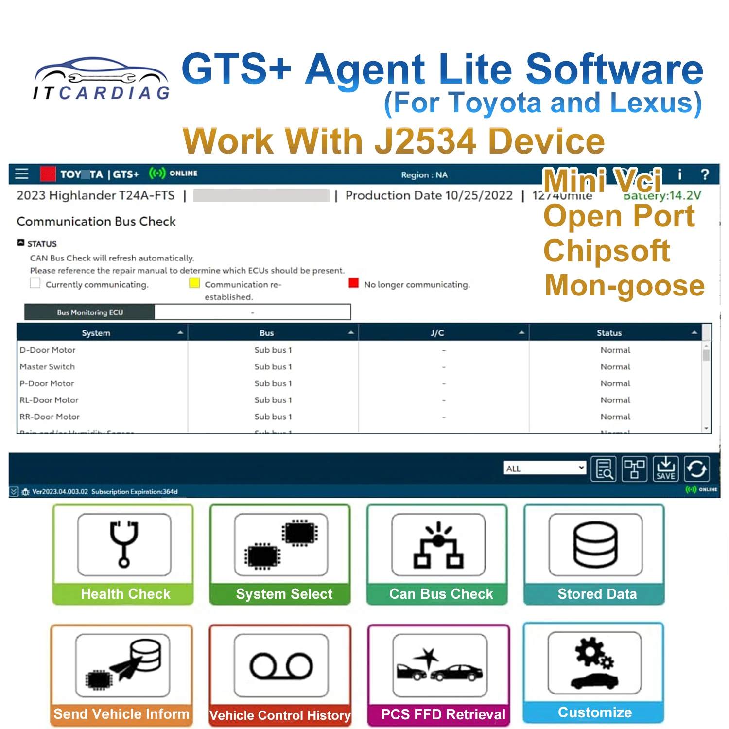 Software GTS + Agent Lite para Toyota/Lexus, diagnóstico Global, Scantool TechStream + GTS +, funciona con J2534 v160 Mini Vci, nuevo, 2023