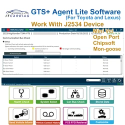 2023 New GTS+ Agent Lite Software for Toyota/Lexus Global Diagnostic Scantool TechStream+ GTS+ Work with J2534 v160 Mini Vci