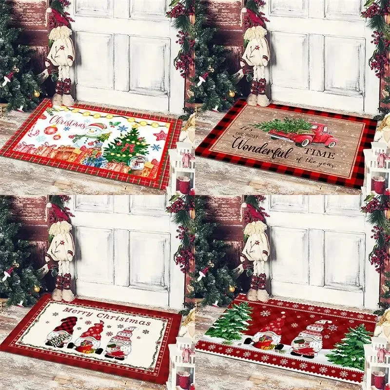 Weihnachten Bedruckte Bodenmatte Eingang Fußmatte Schlafzimmer Bad Toilette Anti-Rutsch-Teppich Frohe Weihnachten Schneemann Dekoration für Zuhause