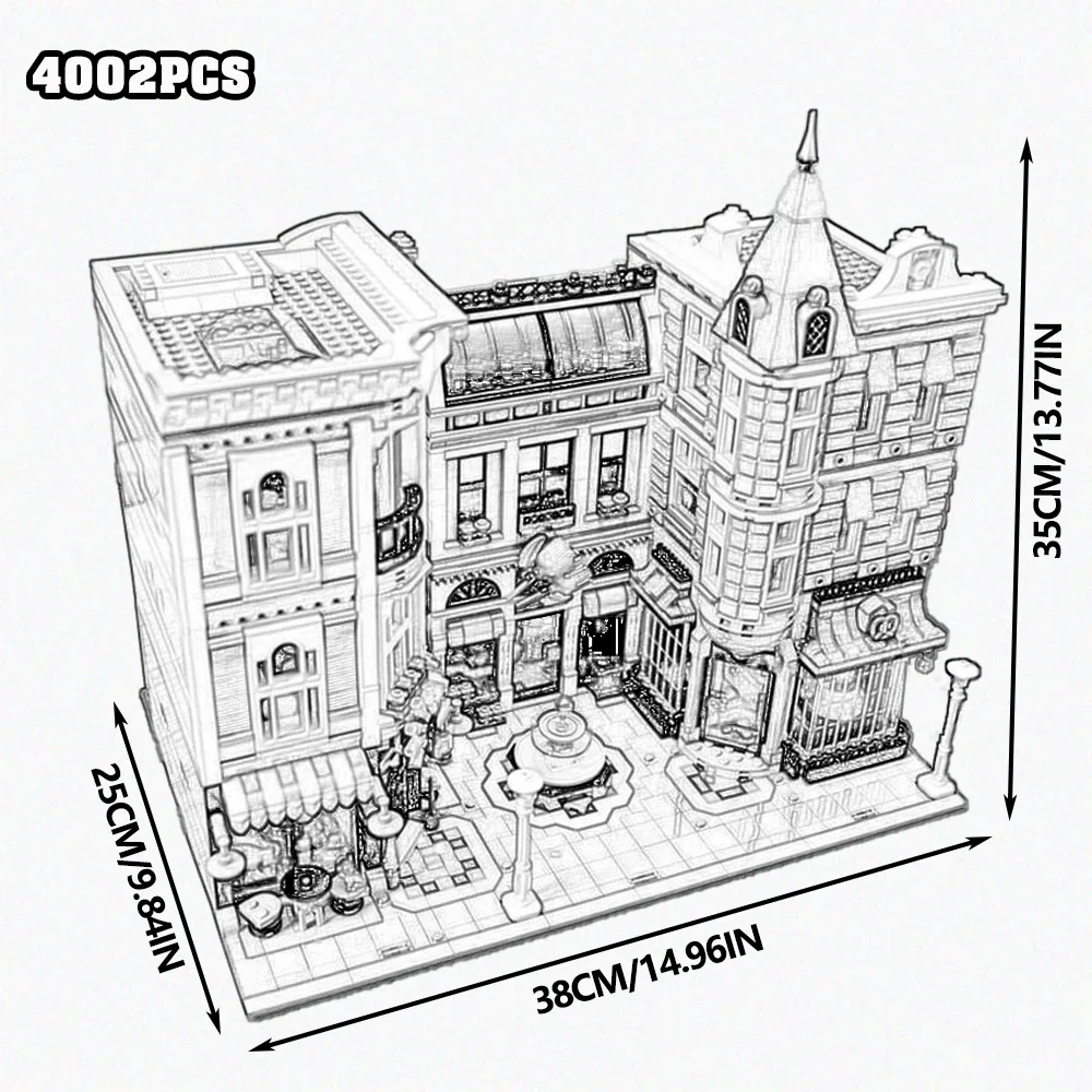 Premium Limited Collection Gift Large Classical City Street Architecture Building Blocks Multi Scene Bank Cinema Palace Detective Office Assembly Square Detailed Vintage Model Home Display Toy For MOC And Street View Collectors