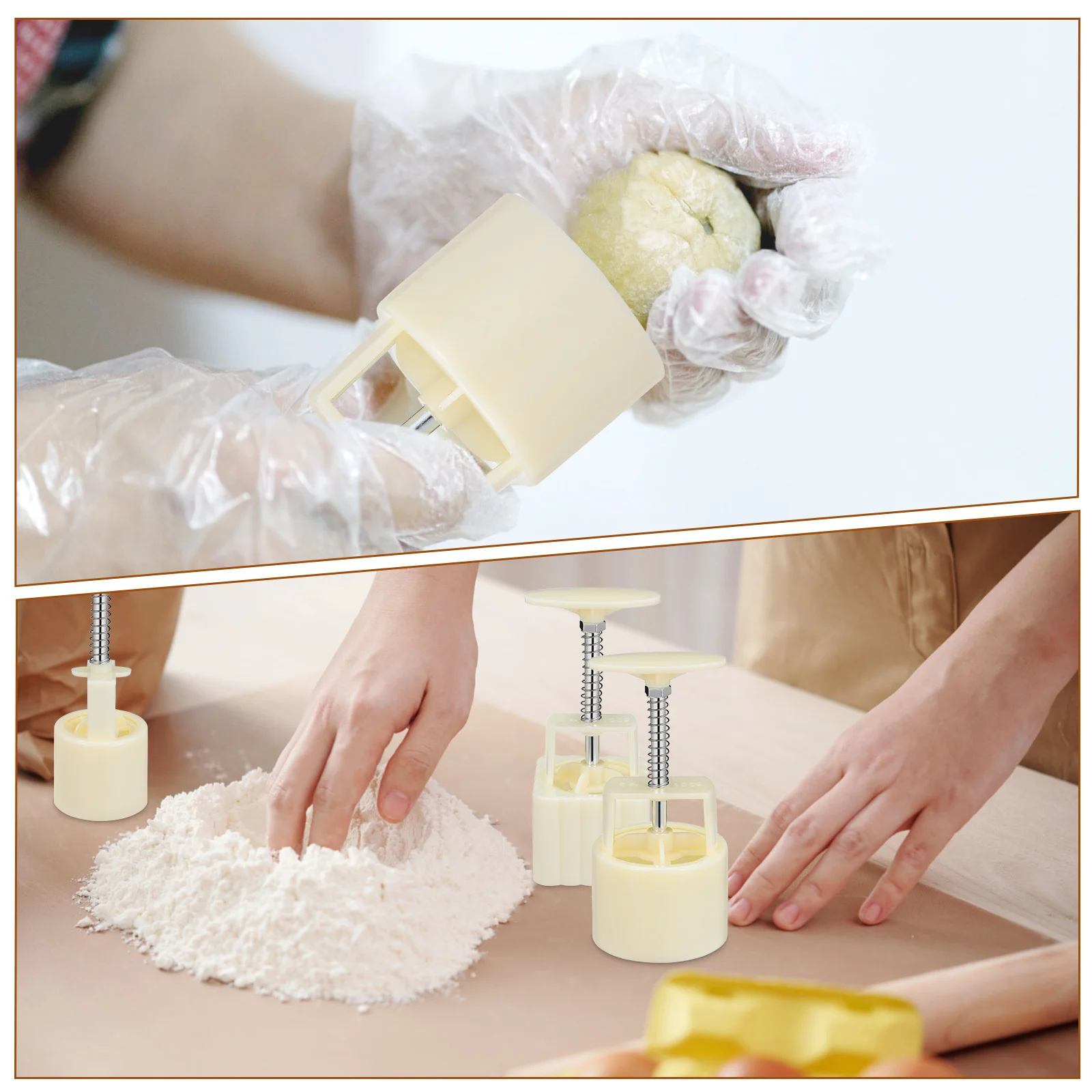 

1 set 1 Set Mooncake Mold Press Diy Hand Press Baking Supplies Moon Cake Making Tool Flower Pattern Stamp Cookie Molder Kitchen