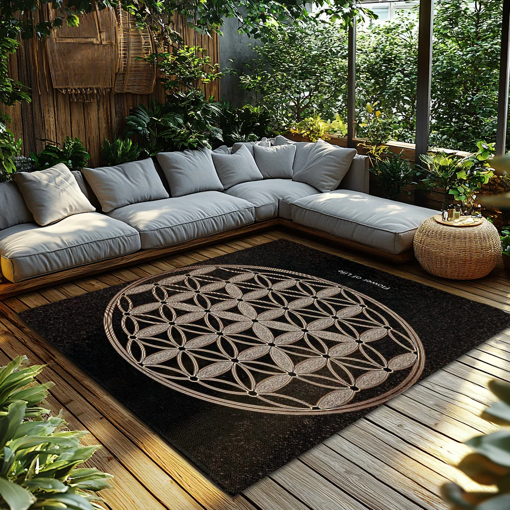 Lotus Flower Carpet Zen Pattern Round Mat Home Decor Yoga Meditation Floor Rug Living Room Bedroom Area Rug Gift
