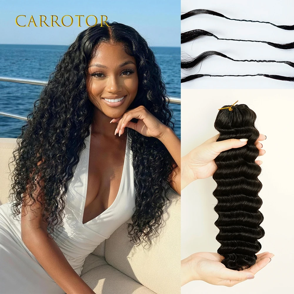 

Натуральные черные волосы для плетения косичек Deep Wave Feather Crochet, 100% человеческие волосы, без узлов, для плетения косичек.