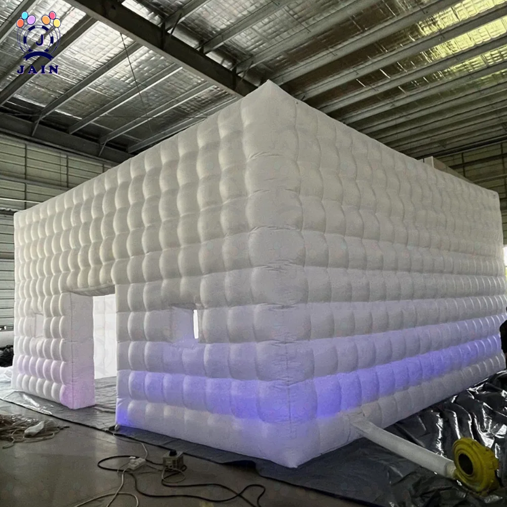 

Inflatable Air Cube Tent House Square Party Tent Nightclub for Event Party Wedding with Blower (Oxford White, with Light tubs)