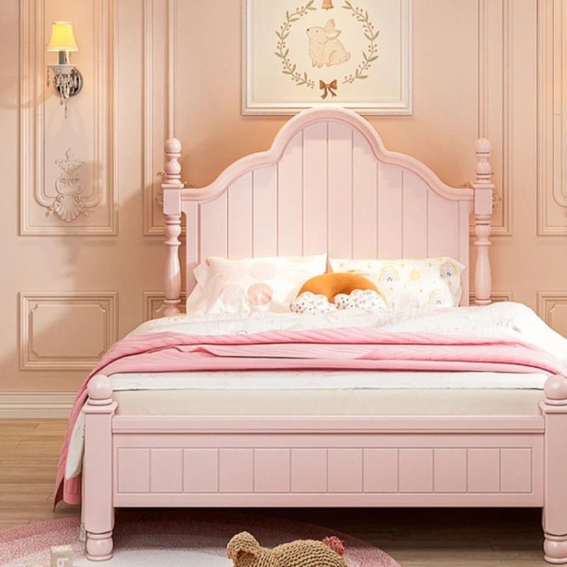 Full solid wood children's princess bed girls mahogany wood children's furniture simple modern children's single bed