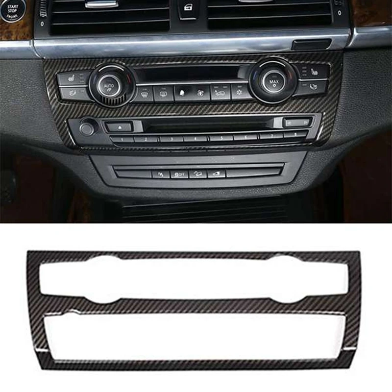 Carro Ar Condicionado Volume Botão Frame, decorativa Fibra De Carbono Textura, BMW X5 2008-2013