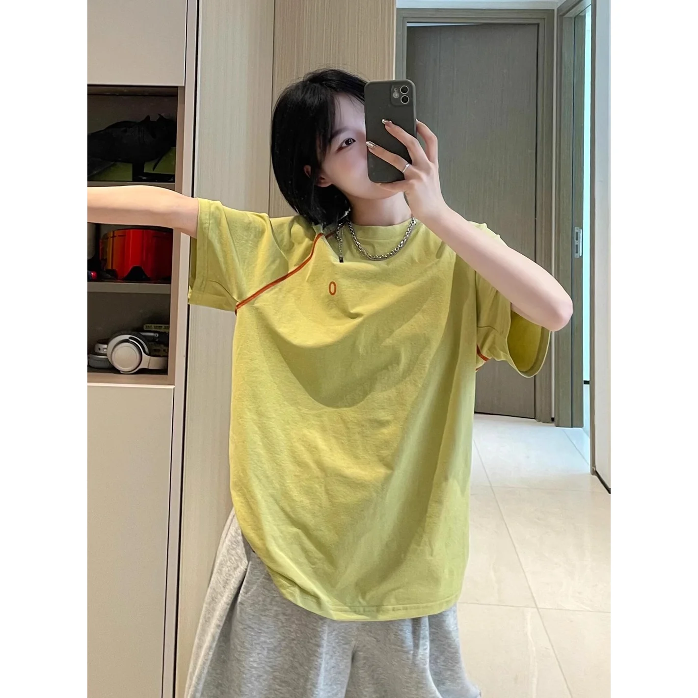 Mustard Green Quick Dry T-Shirt Women's Summer American Dopaamine Sports Short Sleeve Outdoor Mountain Climbing Badminton Cyc...