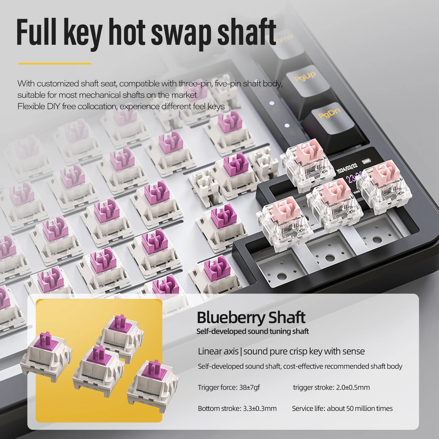 Attack Shark X85 PRO Smart Colour Screen Mechanical Keyboard with DisplayFull-key Hot Plug Swap RGB Backlight Keyboard