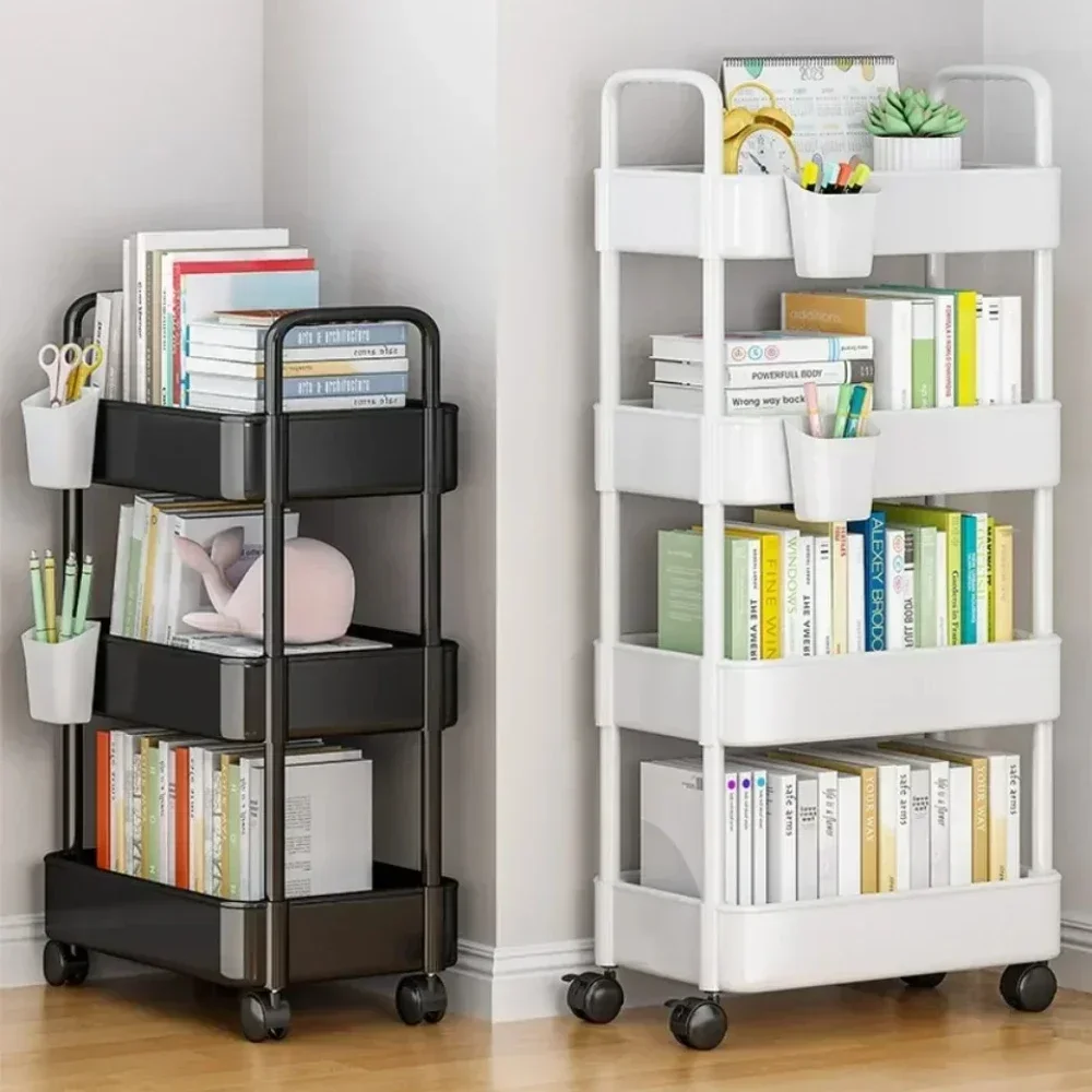 3/4 Tier Trolley Organizer Kitchen Gap Storage Rack With Wheels Household Cart Mobile Bedroom Snack Shelf Portable Bookshelf