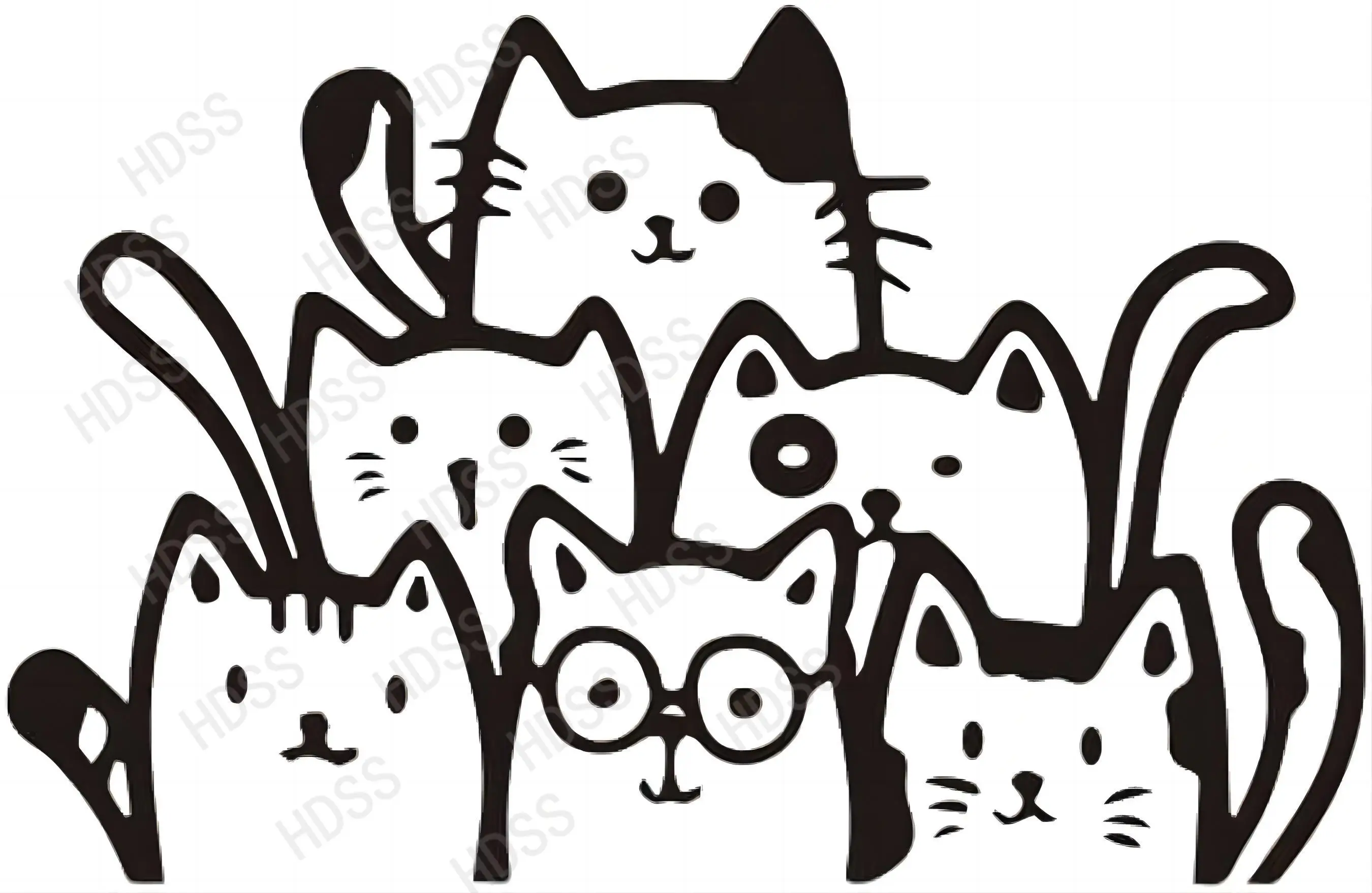 

Standing 6 Cats for Window Vinyl Self-Adhesive Decal, Cute Cats Anime Car Decals for Women, Kids, Use for Laptop, Case