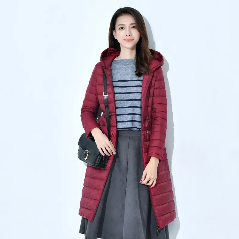 

Light White Duck Down Coat Female Casual Loose Hooded Outerwear 2025 New Autumn Winter Women Long Down Jacket Ultra