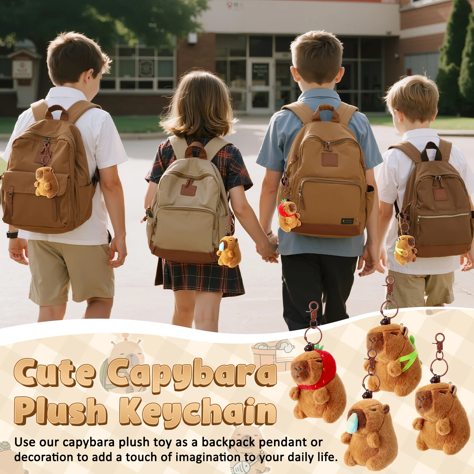 24 Uds. Llavero de felpa de capibara, animales de peluche de capibara para premios en el aula, regalos de recuerdo de fiesta de cumpleaños