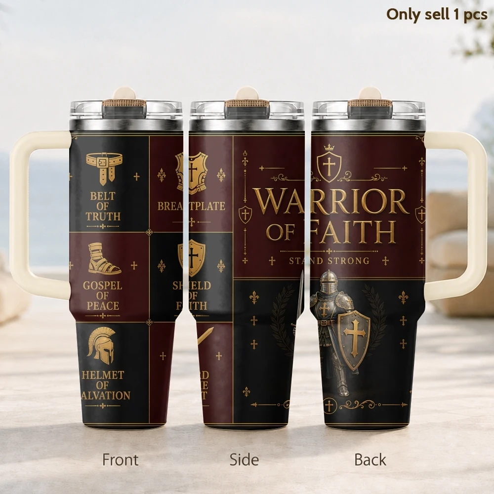 Vintage Gothic Foil Cross Knight Faith Vacuum Flasks 40oz Thermal Tumbler Stainless Steel Insulated Water Portable Mug Cup