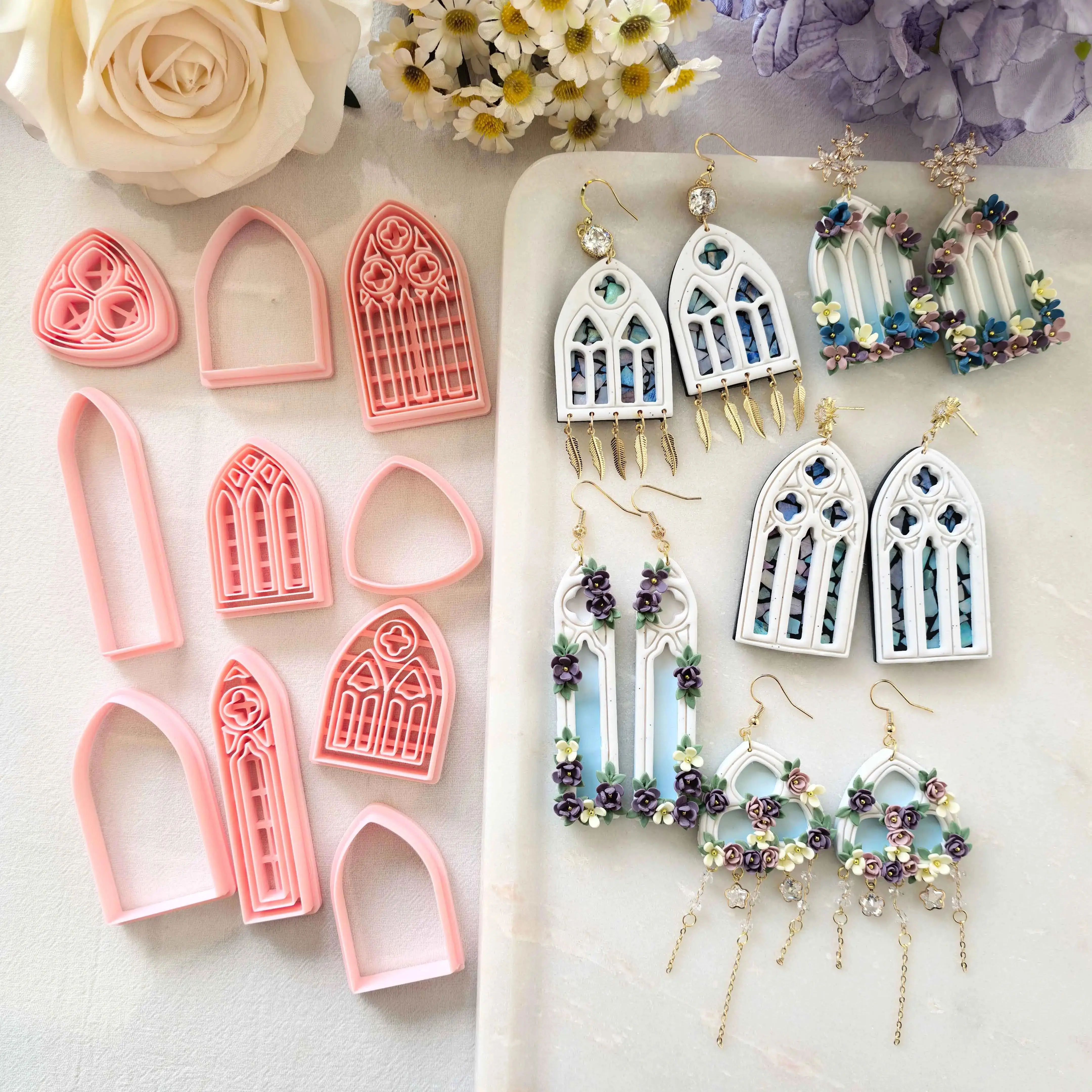 

2/10Pcs French Mini Window Series Polymer Clay Cutters- Soft Clay Mold Tools Set, Precision Knife Molds - Uncharged Pottery