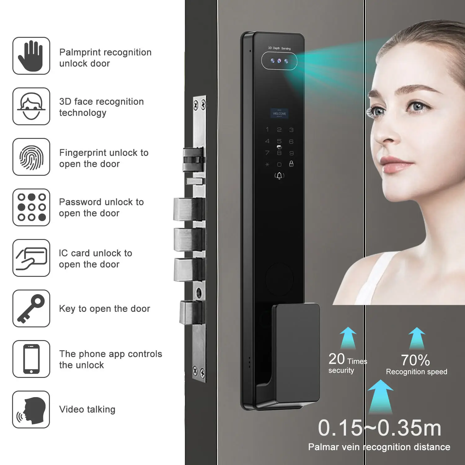 3D Face ID Smart Door Lock Tuya Wifi Camera Smart Lock Waterproof Video Intercom Cerradura Inteligente Smart Locks