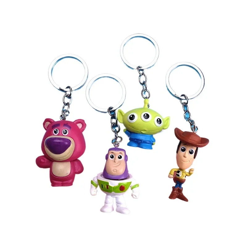 

Disney Key Chains Creative Cartoon Anime Buzz Toy Story Keychain Three-eyed Monster Strawberry Bear Bag Clothing Accessories