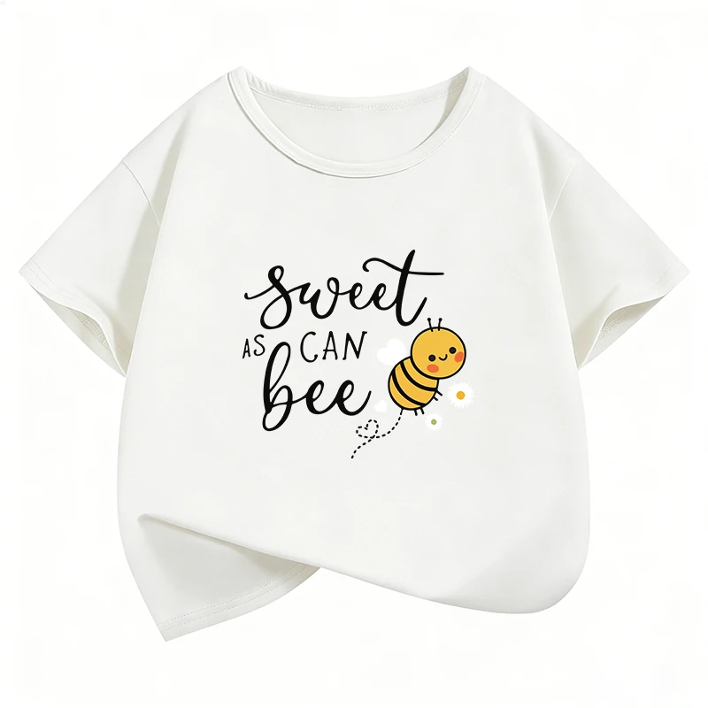 Camisetas gráficas divertidas con diseño de abeja y flor, camisetas divertidas de Manga para niños, camiseta informal para niños y niñas, camiseta de verano