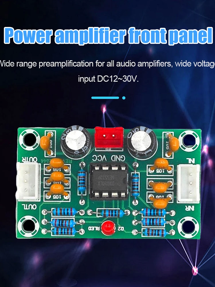 XH-A902 NE5532 Front Panel Digital Tone Board DC 12V-30V Operational Pre-Amplifier Module Wide Voltage