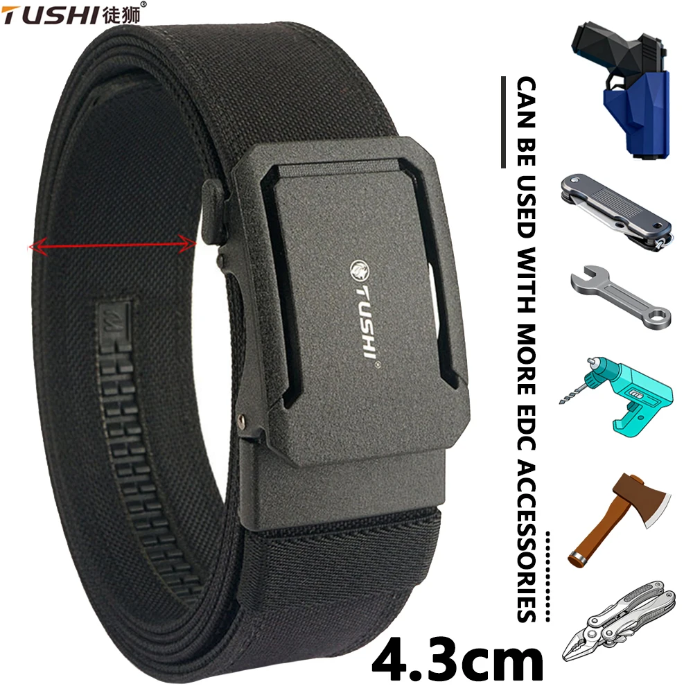 

TUSHI Brand 4.3 Wide Multi-size Thickened Gun Hanging Double-layer Nylon Cloth Belt Versatile Outdoor Tactical Buckle Men's Belt