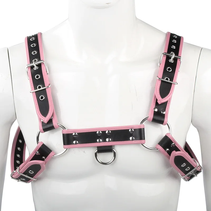 Fetish Gay Faux Leather Chest Harness Men Adjustable Sexual Body Bondage Cage Harness Belts Rave Gay Clothing for Adult Sex