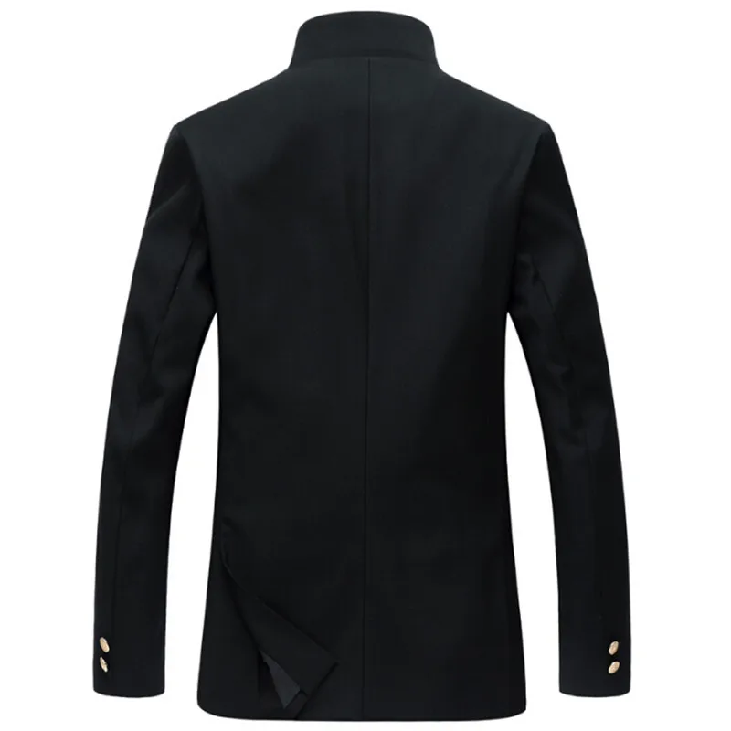 2024 Men Black Slim Tunic Jacket Single Breasted Blazer Japanese School Uniform College Coat