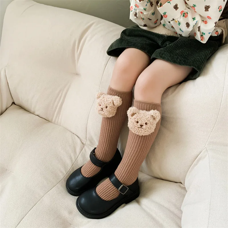 Baby Socks New Kids Toddler Boys Knee High Long Soft Cotton Cute Bear Children Socks Baby Girl Socks 2-8 Years Winter Clothes