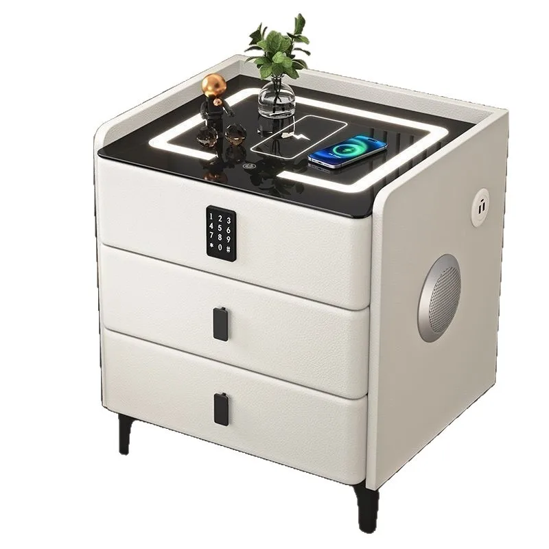 Password lock bedside table Smart bedside table Solid wood home light luxury simple wireless multi-function