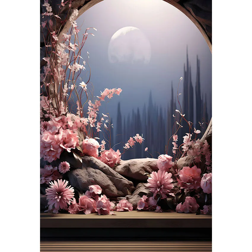 Avezano 사진 배경 용수철 정원 핑크 꽃, 여성 초상화, 중국 스타일 장면, 사진 스튜디오 포토콜 소품