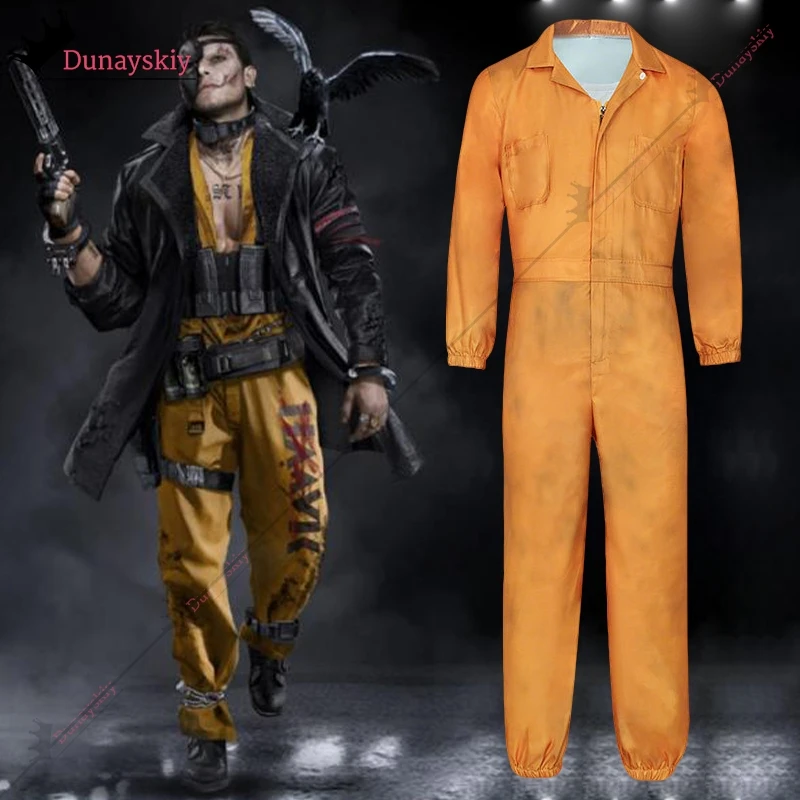 Disfraz de prisionero amarillo Delta Force para hombre y mujer, mono de prisionero, trajes de juego de rol, disfraz para fiesta temática de Halloween