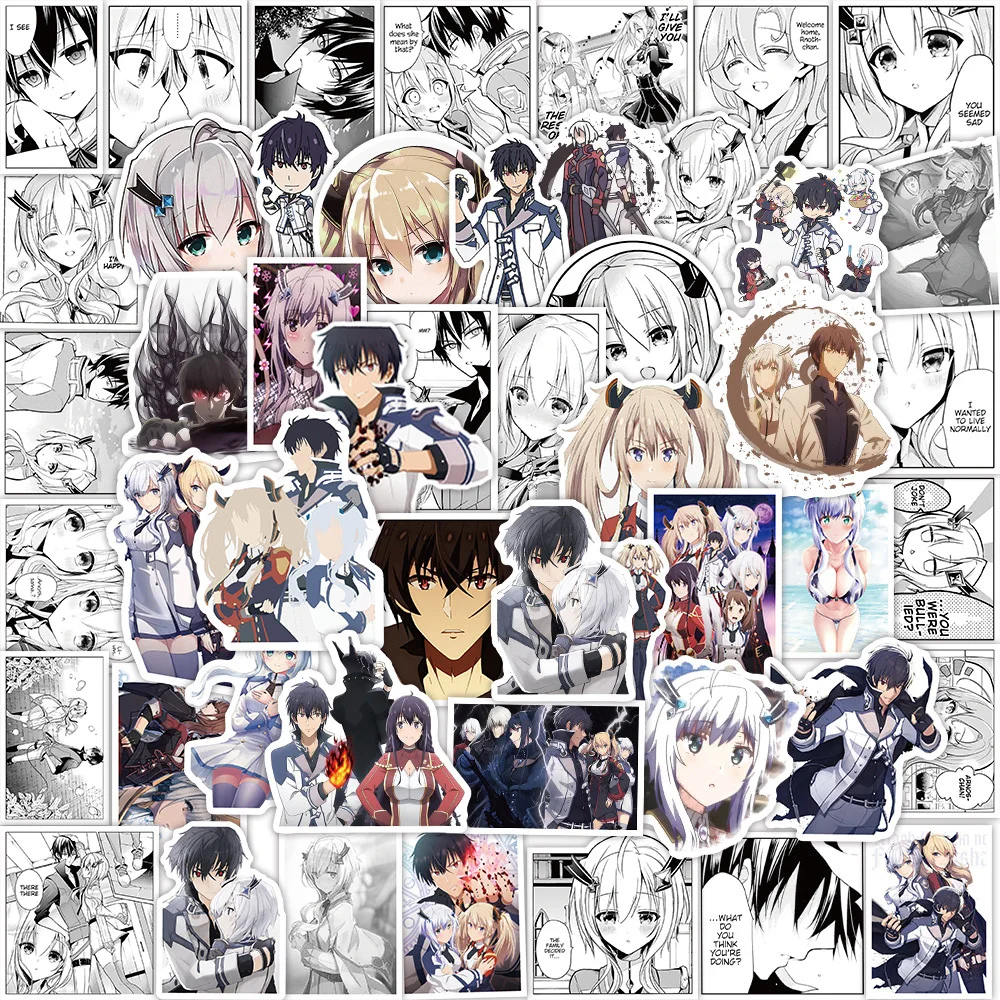 

10/30/50pcs The Misfit of Demon King Academy Anime Stickers Black White Decals Stationery Phone Fridge Cool Cartoon Sticker Gift